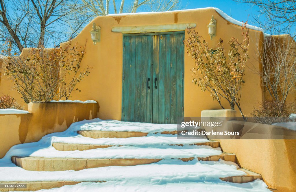 Santa Fe New Mexico beautiful southwest architechure of doors, windows and gates