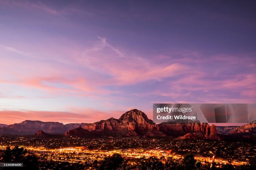 Sedona Mountains sedd från Airport Mesa, i Arizona, USA
