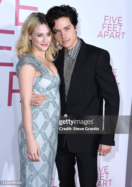 Lili Reinhart and Cole Sprouse arrive at the Premiere of Lionsgate's "Five Feet Apart" at Fox Bruin Theatre on March 07, 2019 in Los Angeles,...