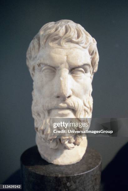 Epicurus Ancient Greek philosopher. Founder of Epicurean school. Portrait bust. Roman copy of lost Greek original of 3rd or 2nd century BC