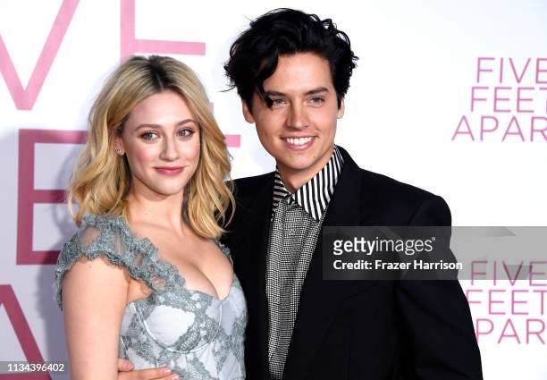 Lili Reinhart and Cole Sprouse attend the Premiere Of Lionsgate's "Five Feet Apart" at Fox Bruin Theatre on March 07, 2019 in Los Angeles, California.