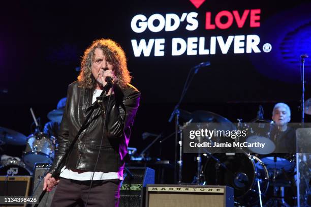 Robert Plant performs onstage during the Third Annual Love Rocks NYC Benefit Concert for God's Love We Deliver on March 07, 2019 in New York City.