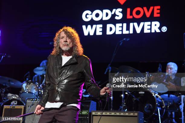 Robert Plant performs onstage during the Third Annual Love Rocks NYC Benefit Concert for God's Love We Deliver on March 07, 2019 in New York City.
