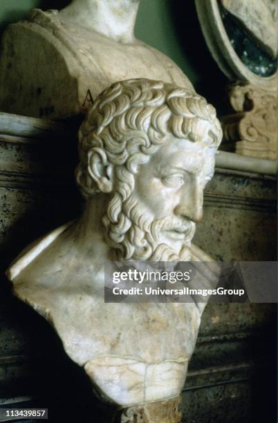 Epicurus Ancient Greek philosopher and founder of Epicurean school. Portrait bust