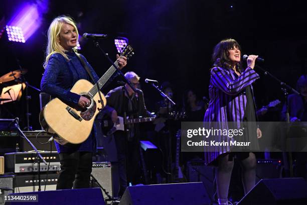 Nancy Wilson and Ann Wilson of Heart perform onstage during the Third Annual Love Rocks NYC Benefit Concert for God's Love We Deliver on March 07,...
