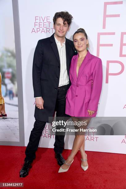 Brett Dier, and Haley Lu Richardson attend the Premiere Of Lionsgate's "Five Feet Apart" at Fox Bruin Theatre on March 07, 2019 in Los Angeles,...