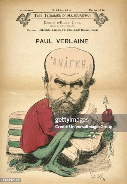 Paul Verlaine French poet, as Decadence. Cartoon by Emile Cohl , 1880.
