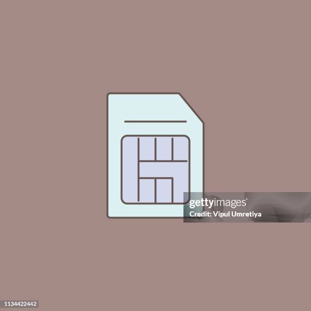 sim card line icon - pixel perfect stock illustrations