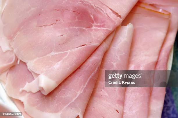 europe, germany, bavaria, munich: view of sliced ham - presunto imagens e fotografias de stock