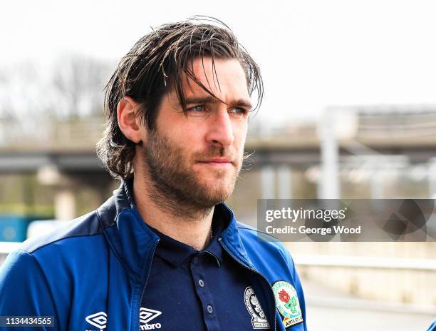 Danny Graham of Blackburn Rovers arrives at the stadium prior to the Sky Bet Championship match between Rotherham United and Blackburn Rovers at The...