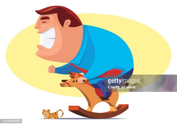 businessman riding wooden horse - hobby horse stock illustrations
