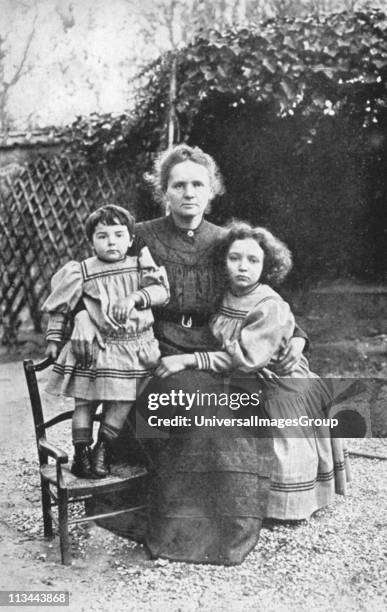 Marie Curie Polish-born French physics, with her daughters Eve and Irene in 1908.