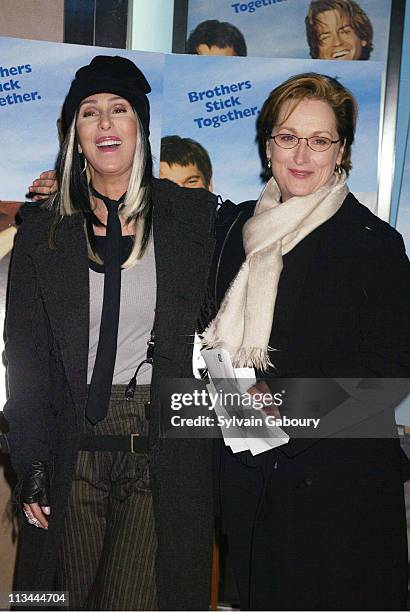 Cher, Meryl Streep during Twentieth Century Fox premiere "Stuck on You" at Clearview Chelsea West in New York, New York, United States.