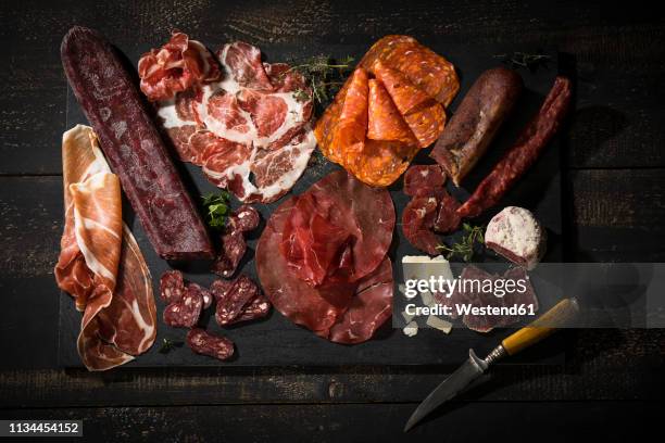 assorted italian cold cuts - ham salami bildbanksfoton och bilder