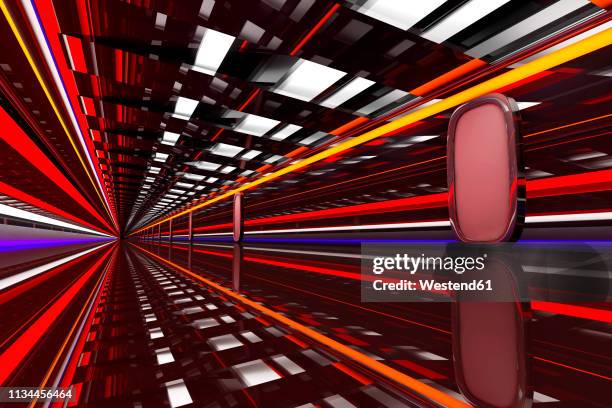 architecture visualization of a futuristic passageway, 3d rendering - spaceship inside stock illustrations