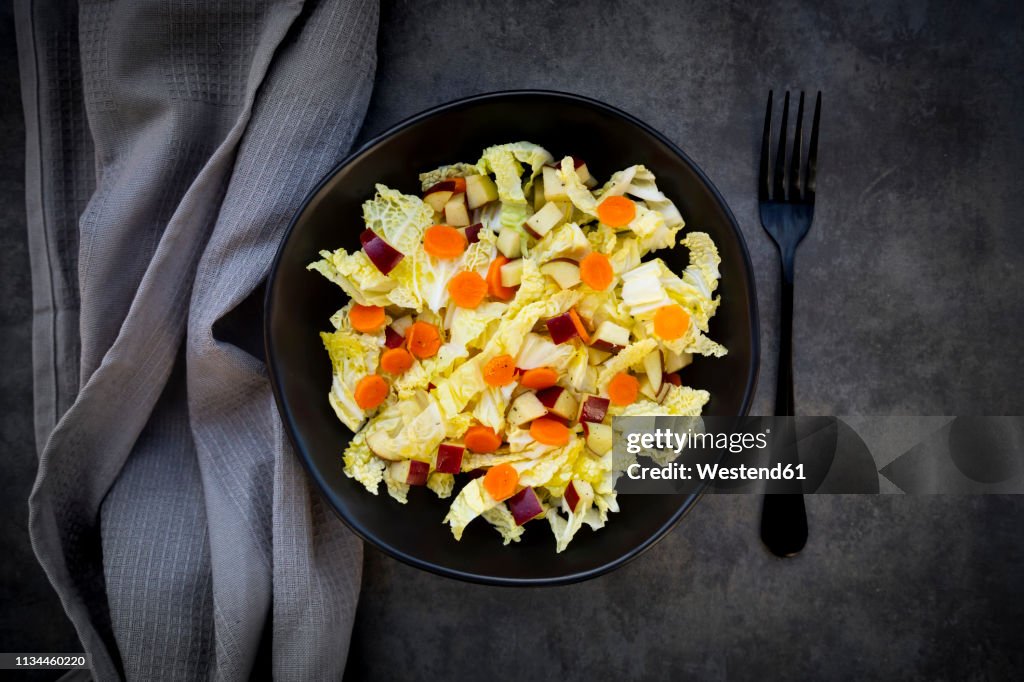 Winter salad with chinese cabbage, apple and carrot