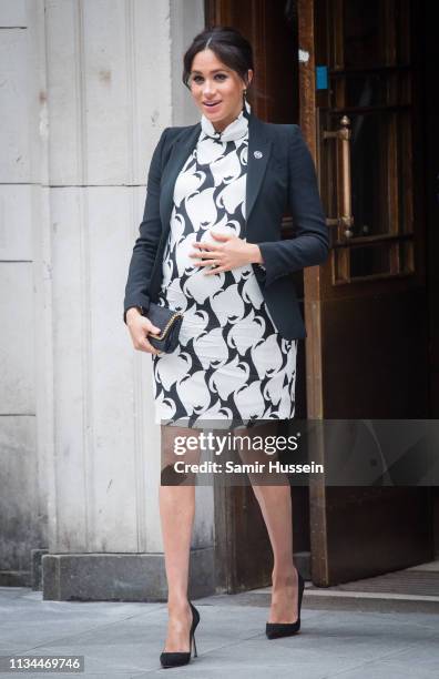 Meghan, Duchess of Sussex attends a International Women's Day panel discussion at King's College London on March 08, 2019 in London, England.