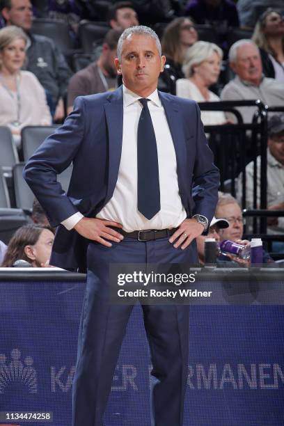 Head coach Igor Kokoskov of the Phoenix Suns looks on during the game against the Sacramento Kings on March 23, 2019 at Golden 1 Center in...