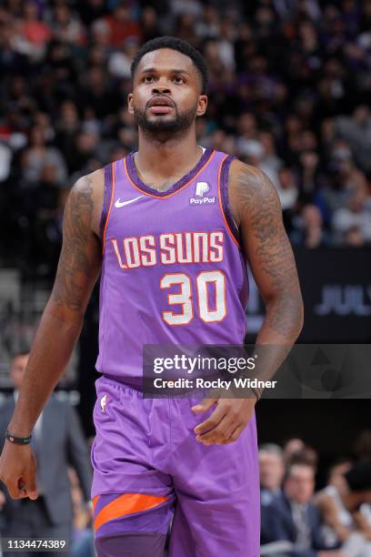 Troy Daniels of the Phoenix Suns looks on during the game against the Sacramento Kings on March 23, 2019 at Golden 1 Center in Sacramento,...