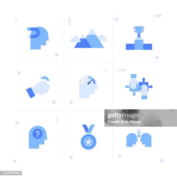 motivation icon set - design thinking workshop stock illustrations
