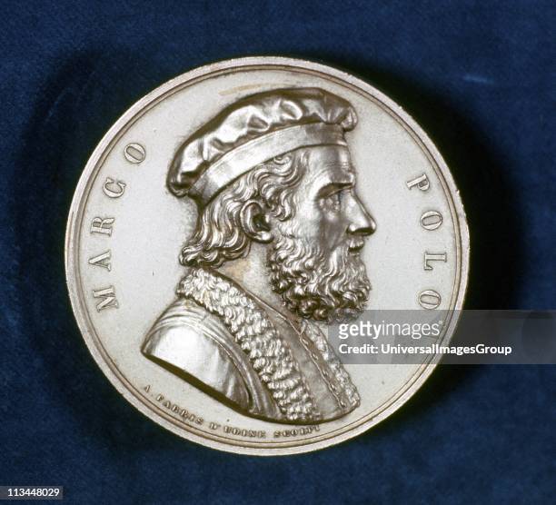 Marco Polo Venetian traveller and merchant. Portrait from obverse of commemorative medal.