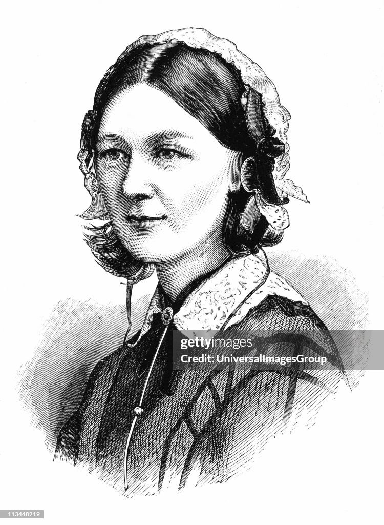 Florence Nightingale (1820 -1910) English nurse and statistician. From The Illustrated Midland News, 19 March 1870. Wood engraving.