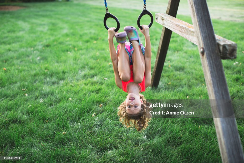 Girl Hanging Upsidedown