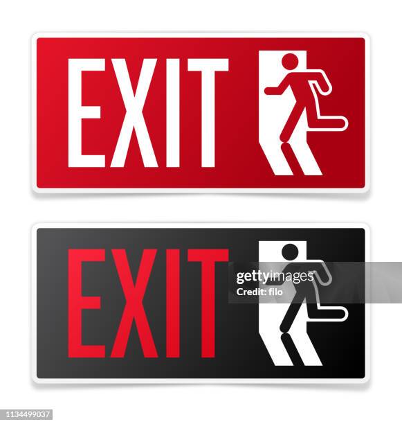 ilustrações de stock, clip art, desenhos animados e ícones de exit signs - saída