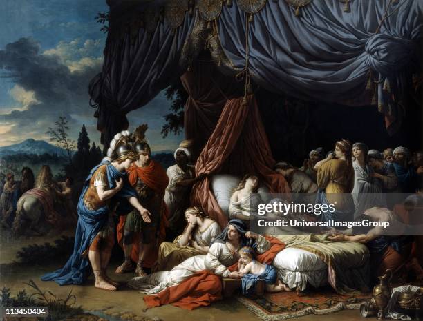 Alexander the Great at the Deathbed of the wife of Darius III' 1785. Oil on canvas. Louis Lagrenee French Neo-Classical painter. Stateira , captured...