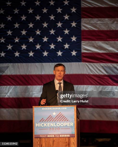 Former Colorado governor John Hickenlooper announces he is running for president in 2020 in on March 7, 2019 in Denver Colorado.