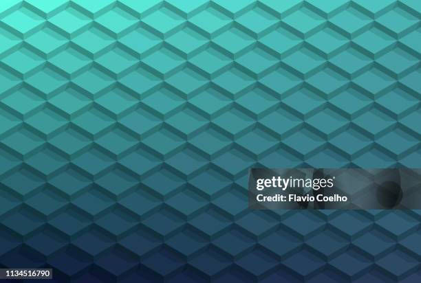 3d tile pattern abstract background with shadows - teal pattern stock pictures, royalty-free photos & images