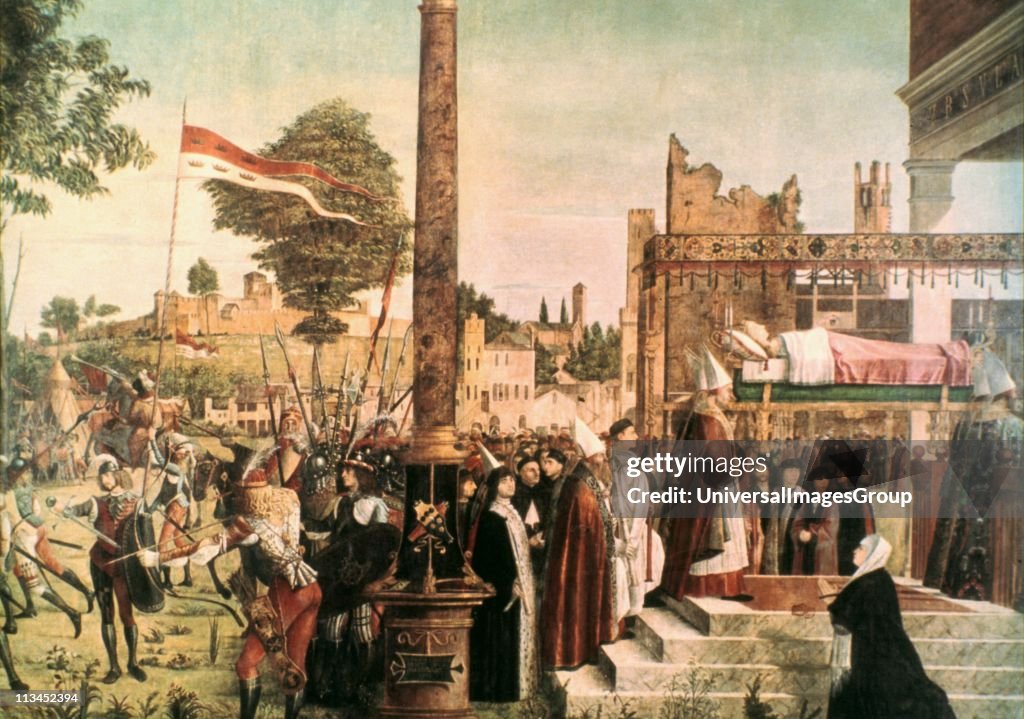 The Funeral of St Ursula' detail from 'The Legend of St Ursula', 1493: Vittore Carpaccion (c1465-c1525) Italian painter.