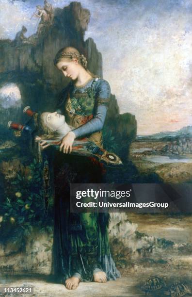 The Head of Orpheus', 1865: Gustave Moreau French painter. In Greek legend Orpheus was torn to pieces by Thracian women. His head was thrown into...