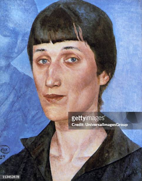 Anna Akhmatova , Russian poet. Head-and-shoulders portrait of 1922 by Kuzma Petrov-Vodkin Russian painter. Poetry Literature
