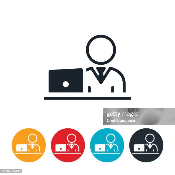 pharmacist behind counter icon - checkout stock illustrations