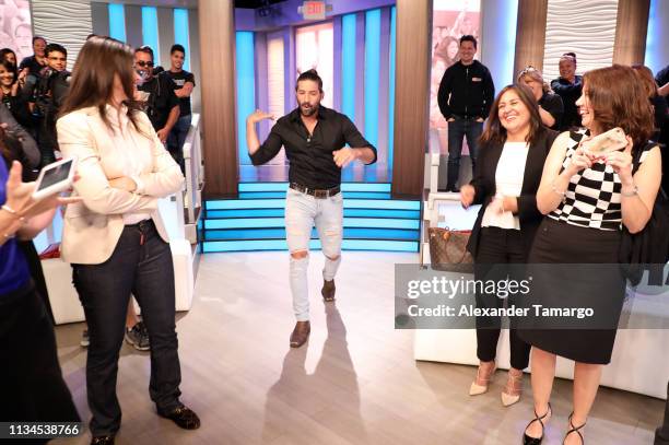 David Chocarro is seen making a surprise appearance on the set of "Caso Cerrado" during the 18th anniversary celebration of her show on April 2, 2019...