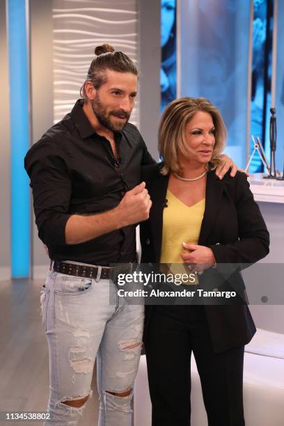 David Chocarro surprises Dra Ana Maria Polo on the set of "Caso Cerrado" during the 18th anniversary celebration of her show on April 2, 2019 in...
