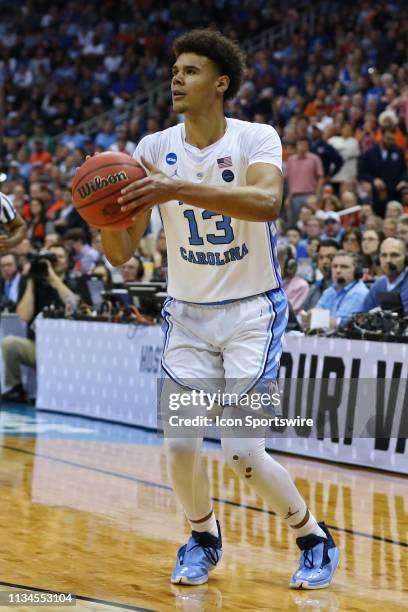 North Carolina Tar Heels guard Cameron Johnson in the second half of an NCAA Midwest Regional Sweet Sixteen game between the Auburn Tigers and North...