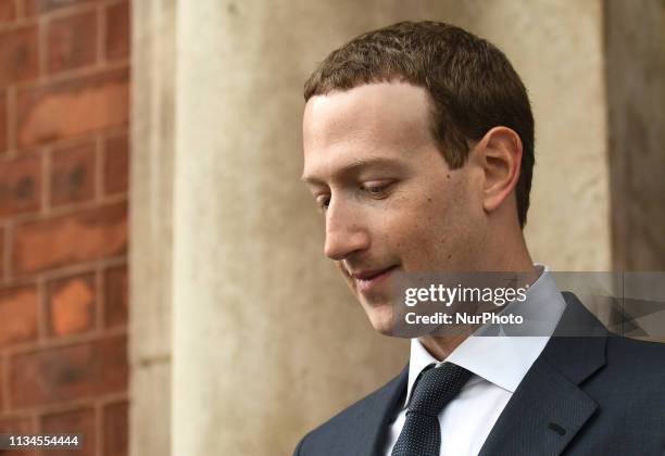 Facebook Chief Executive Officer and founder, Mark Zuckerberg, leaving the Merrion Hotel in Dublin after meeting with Irish politicians to discuss...