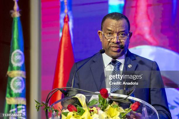 Assistant Secretary General for Economic Affairs of The League of Arab States Kamal Hassan Ali speaks during the 8th China - Arab Business...