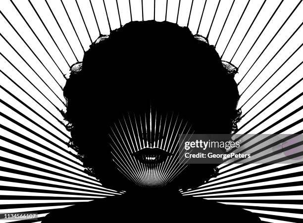 retro woman's face with vector sunbeams - hidden face shadow stock illustrations