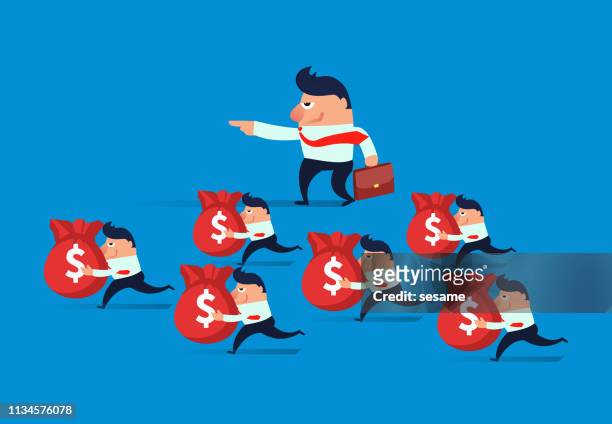 foreman directs employees to carry purses - foreman stock illustrations
