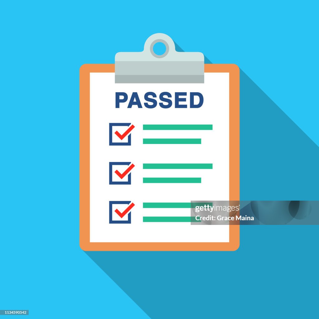 Pass List Example Passed Document List With Check Marks And Clipboard High-Res Vector ...