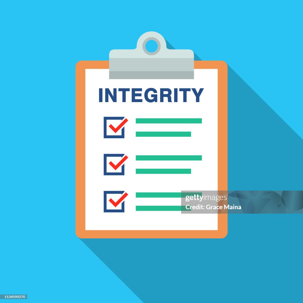 Integrity Document List With Check Marks And Clipboard High-Res Vector ...