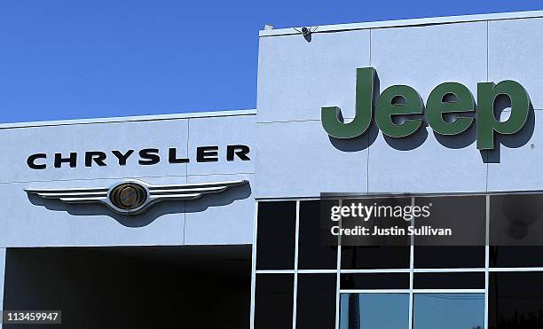 The Chrysler and Jeep logos are displayed on the exterior of a Chrysler Jeep and Dodge dealership on May 2, 2011 in Vallejo, California. Chrysler...