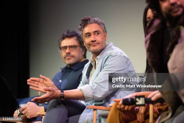 Jemaine Clement and Taika Waititi attend the "What We Do in the Shadows" Premiere 2019 SXSW Conference and Festivals at the Paramount Theater at...