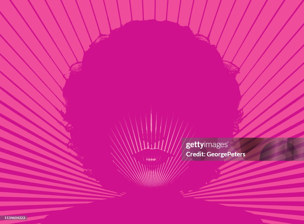 Retro Frau Gesicht mit Vektor-Sonnenbalken