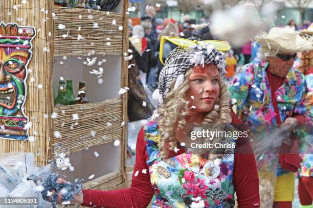 confetti flying - fasnacht stock pictures, royalty-free photos & images