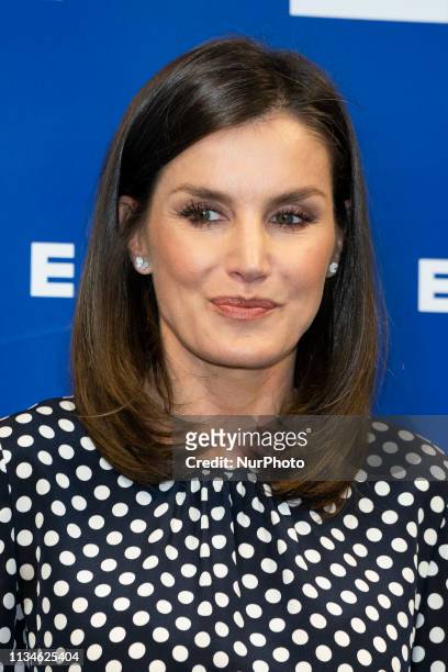 Queen Letizia of Spain attends 'Medios De Comunicacion Y Salud Mental', an event related to mass media and mental health, at EFE Agency Headquarters...