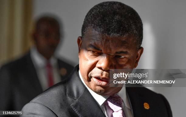 Angola's President Joao Lourenco arrives to attend an Angola-Russia business forum in Moscow on april 3, 2019.